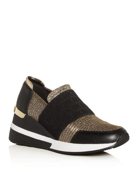 sneakers women's michael kors|michael kors black wedge sneakers.